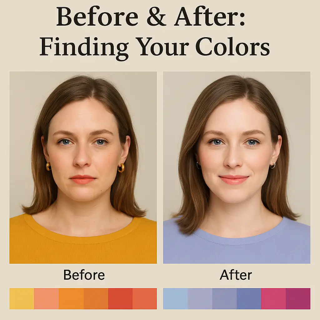 Before and after comparison of color analysis Before and after comparison of color analysis