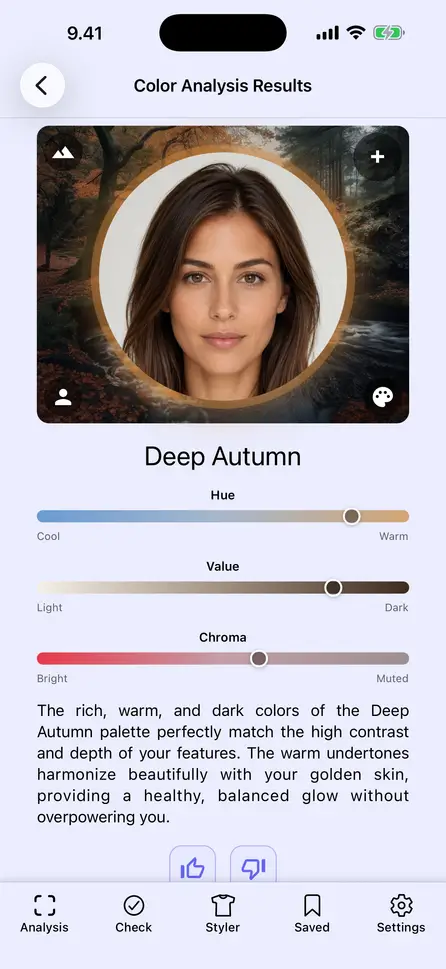See your colour analysis result